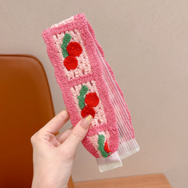 秋冬の花のメリヤスのマジックテープの女性の高級感の前髪の砕毛は神器の少女の髪のカチューシャを整理します。|undefined