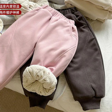 三层外穿夹棉超厚棉服冬季新款加绒女童一条加厚过冬保暖束脚裤潮