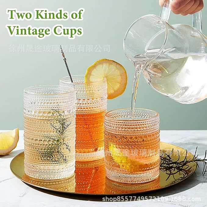 Amazon] venta transfronteriza en relieve de tazas de vidrio de cuentas de color lavavajillas tazas de jugo tazas de café estadounidenses