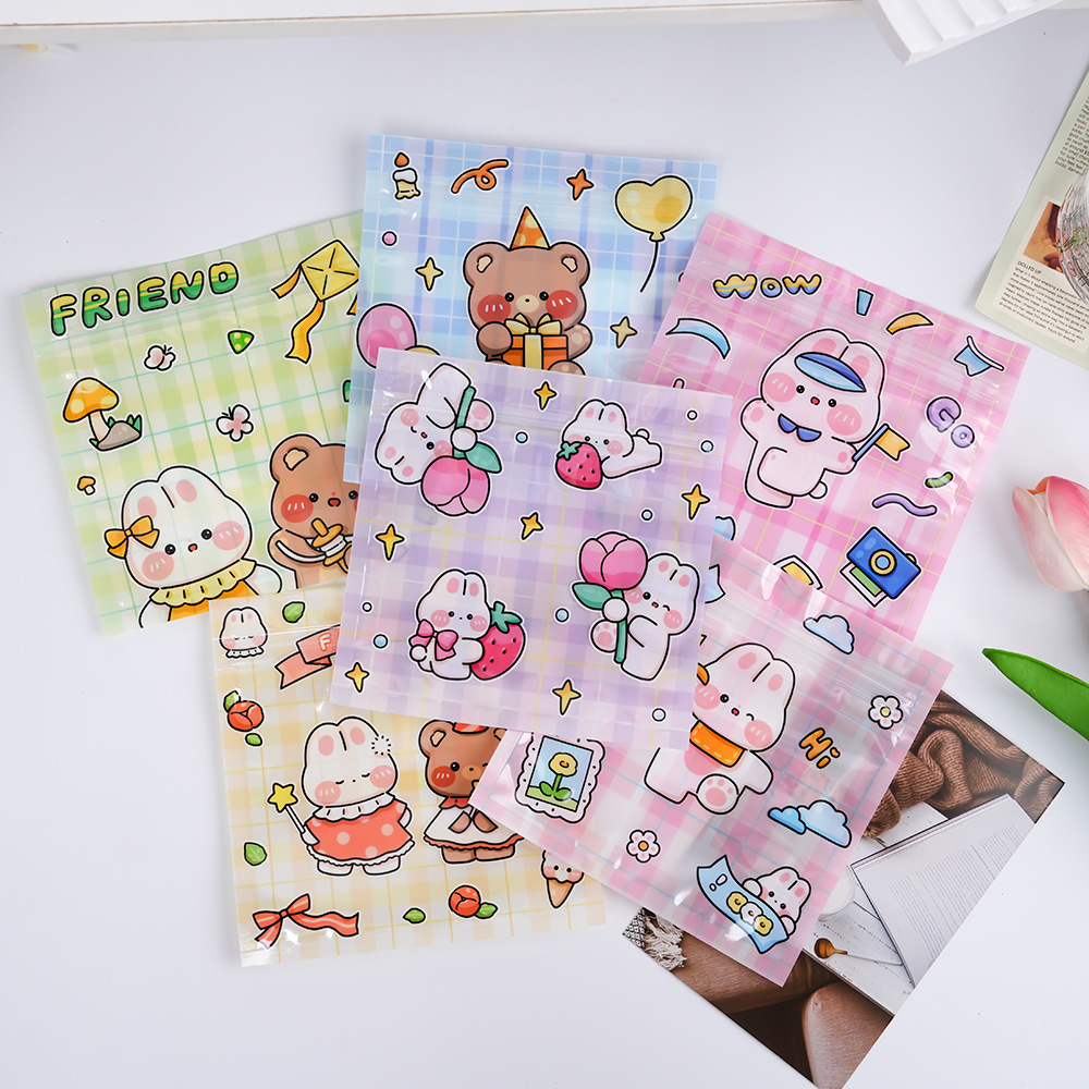 ins风卡通自封袋零食包装袋可爱小熊小兔封口袋糖果卡通密封袋