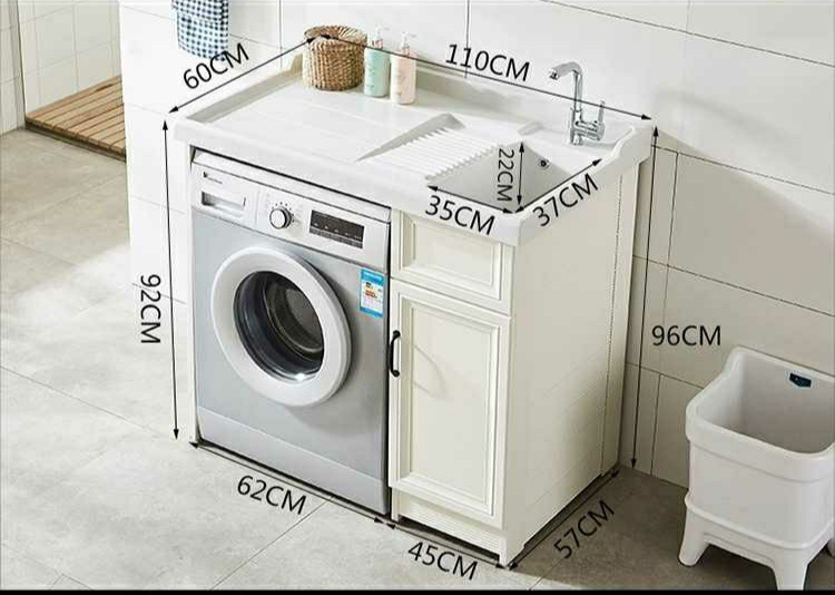 Balcón de aluminio espacio de lavado armario de piedra de cuarzo mesa de billar con combinación de Tabla de lavar socio integrado corte de esquina simple Nordic