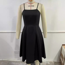 金韩法式设计感吊带连衣裙女夏季2025新款赫本风收腰显瘦中长包邮