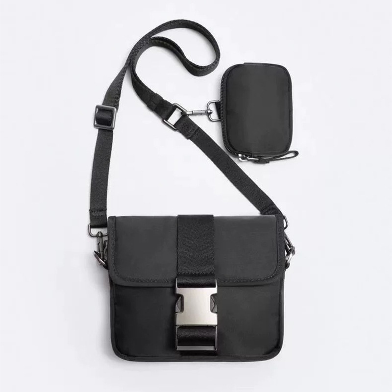 2025 New Men's Bag Trendy Versatile Black Two-Piece Coin Purse Casual Mini Nylon Cloth Crossbody Shoulder Bag 2025 New Men's Bag Trendy Versatile Black Two-Piece Coin Purse Casual Mini Nylon Cloth Crossbody Shoulder Bag