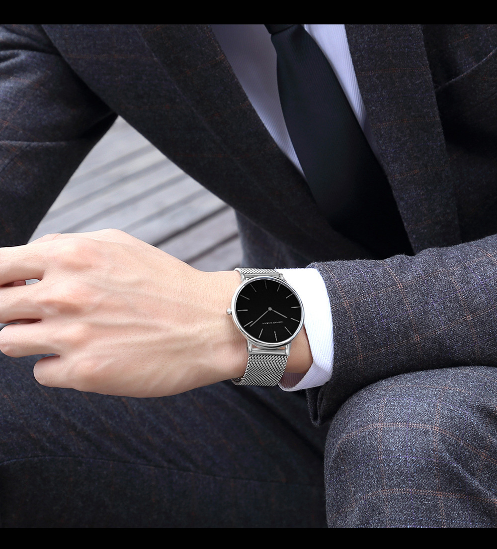 Montre étanche en maille d'acier de précision DW, Simple et Ultra fine, avec montre à Quartz, populaire pour hommes_voghion.com