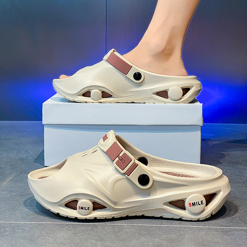 Zapatillas transfronterizas para hombres de verano antideslizantes dos para conducir con suela gruesa para el exterior de los deportes casuales juveniles sandalias de playa al aire libre