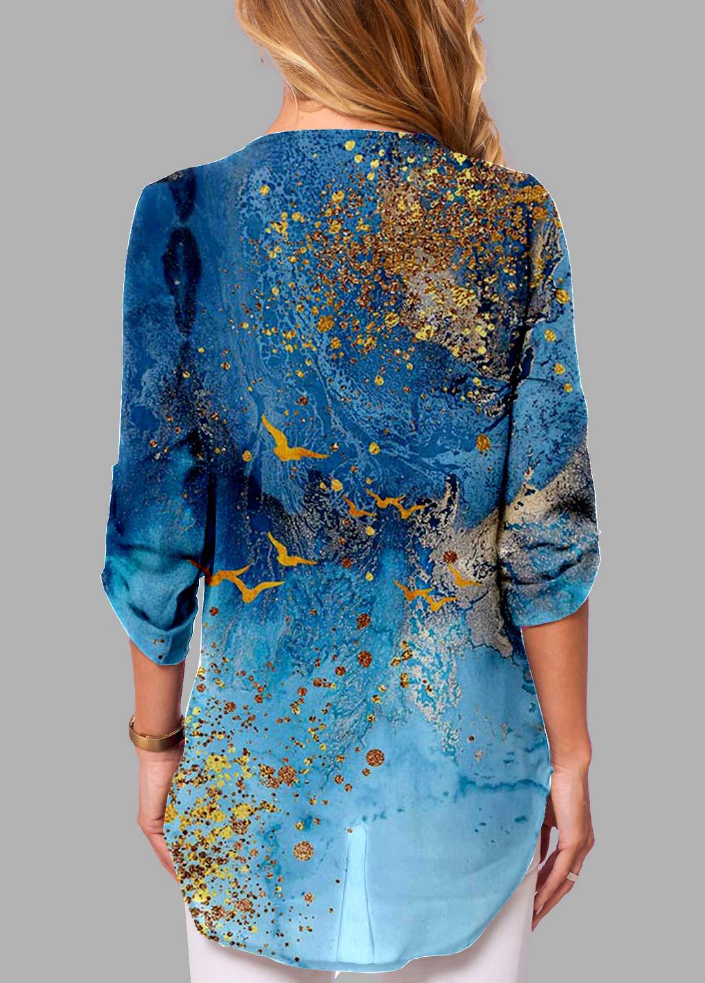 bestseller: European American Style V-neck Zippered Plus-size Women's Long-sleeve Shirt With Rollable_ecoleips.com
