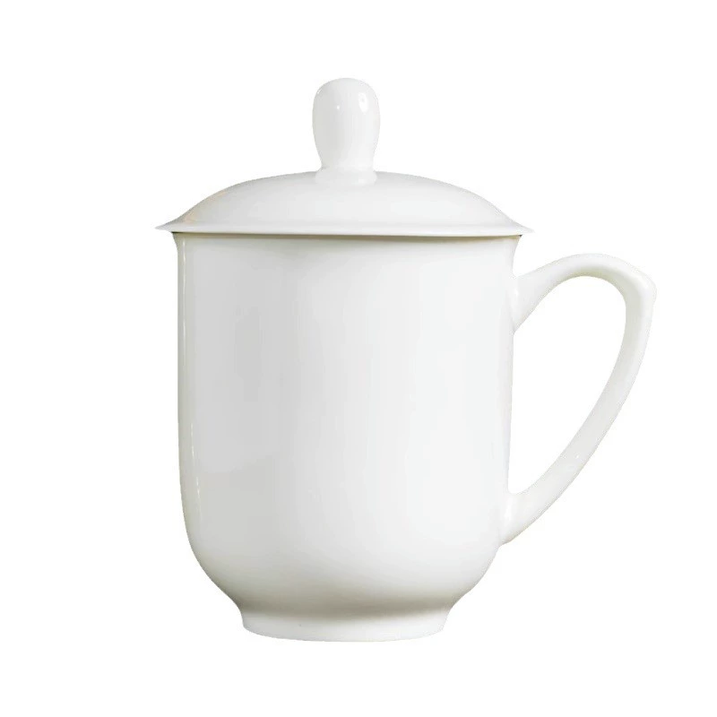 Служебная фарфоровая чашка Jingdezhen с крышкой, золотое об edging, индивидуальная офисная/деловая чашка 300–450 мл