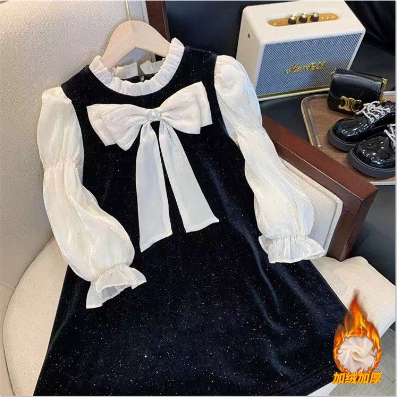 2023 новая осенне-зимняя детская одежда для детей среднего и старшего возраста, элегантная французская бархатная юбка принцессы для девочек в корейском стиле, юбка для маленьких девочек
