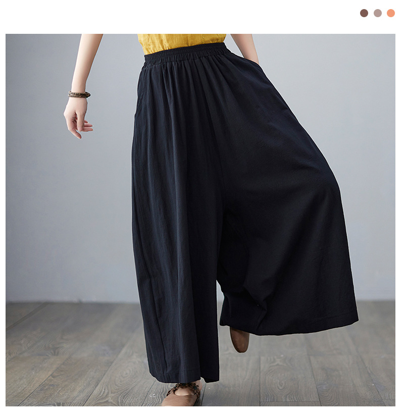 Solid Color Linen Wide-Leg Pants NSYF60881