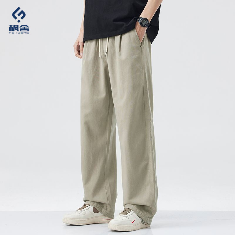 Popular Men's Clothing / Spring and Summer American Style Trendy Loose Straight Workwear Casual Pants Men's Wide-Leg Pure Cotton Japanese Retro