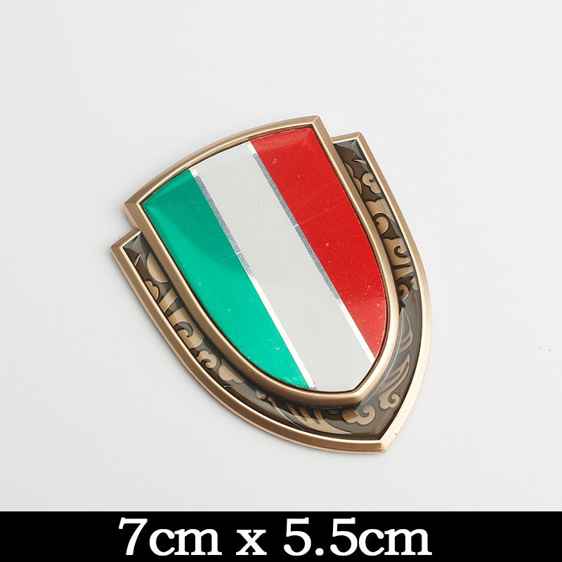 German, British, Italian, American and French Flag Metal Stickers, Patriotic Modified Car Logo Shield Side Logo Body Stickers