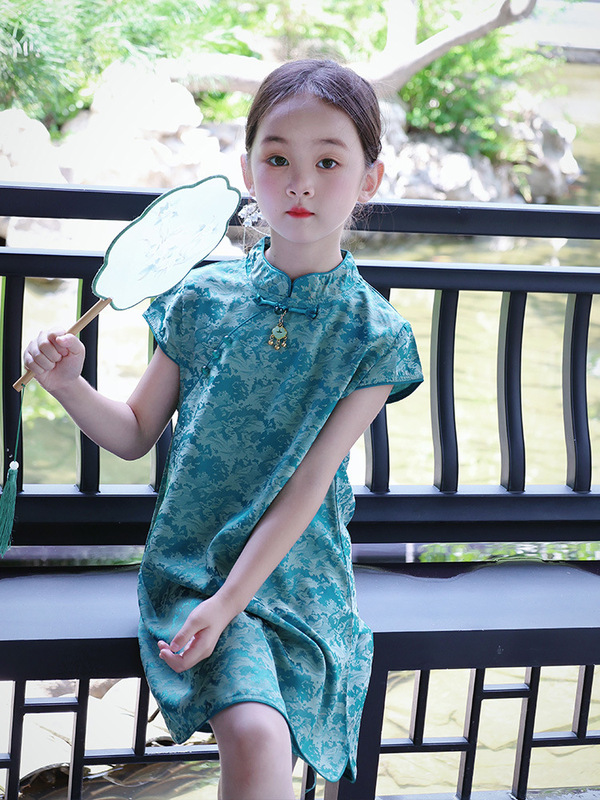 女の子改良チャイナドレス漢服夏子供スカート新中国風のボタン中国風の小さな女の子のドレス唐装|undefined