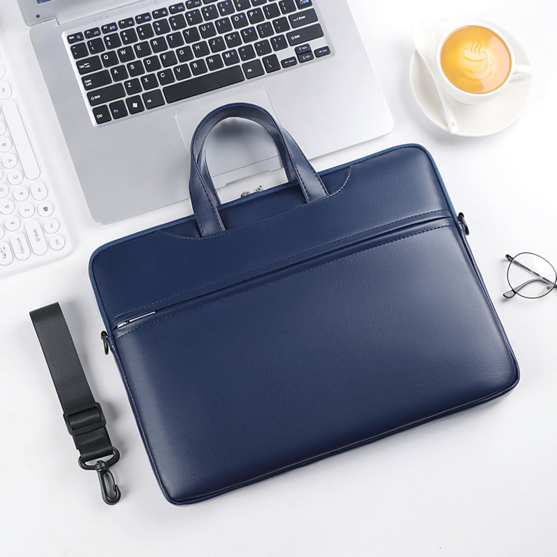 2023 new laptop bag solid color fashion casual briefcase men's shoulder messenger bag a generation of hair