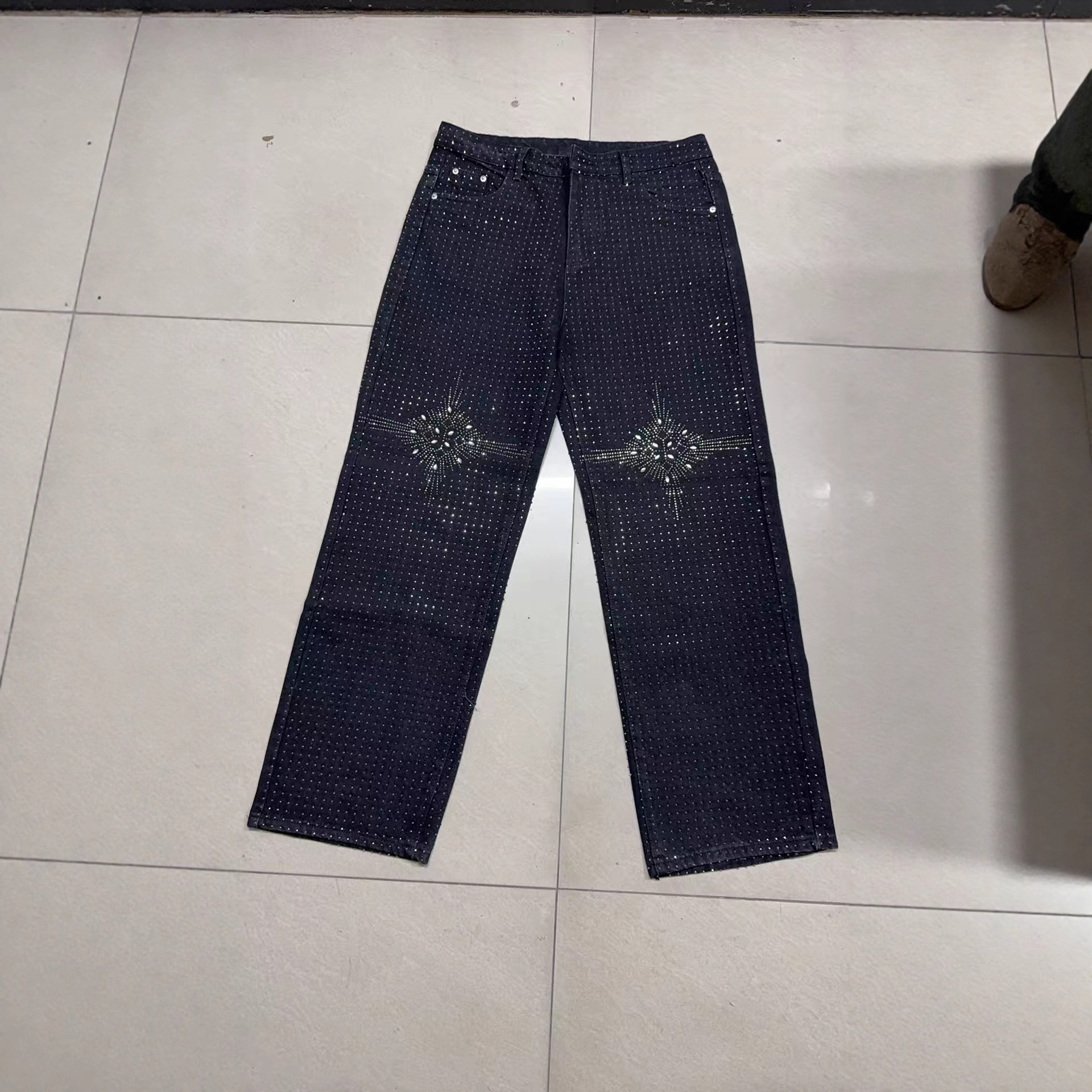 Men's Clothing Men's Jeans New Style American Diamond Embellished Denim_viptrois.com
