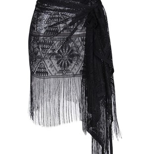 European and American Cross-border Tassel Beach Sunscreen Shawl Sexy Bikini Wrap Dress Sunflower Beach Sunscreen Dress Blouse