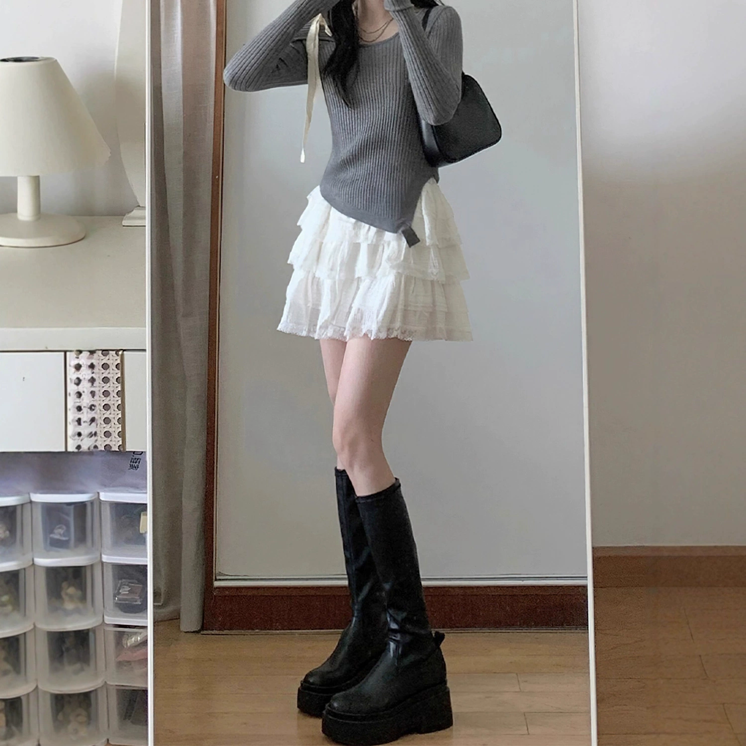 Белая кружевная пышная юбка-тортик для женщин, летняя новая юбка А-силуэта с высокой талией для полных девушек, закрывающая промежность и стройнящая фигуру