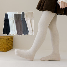 儿童冬季竖条纹加绒加厚打底裤女童连体裤袜子弹力加档白色舞蹈袜