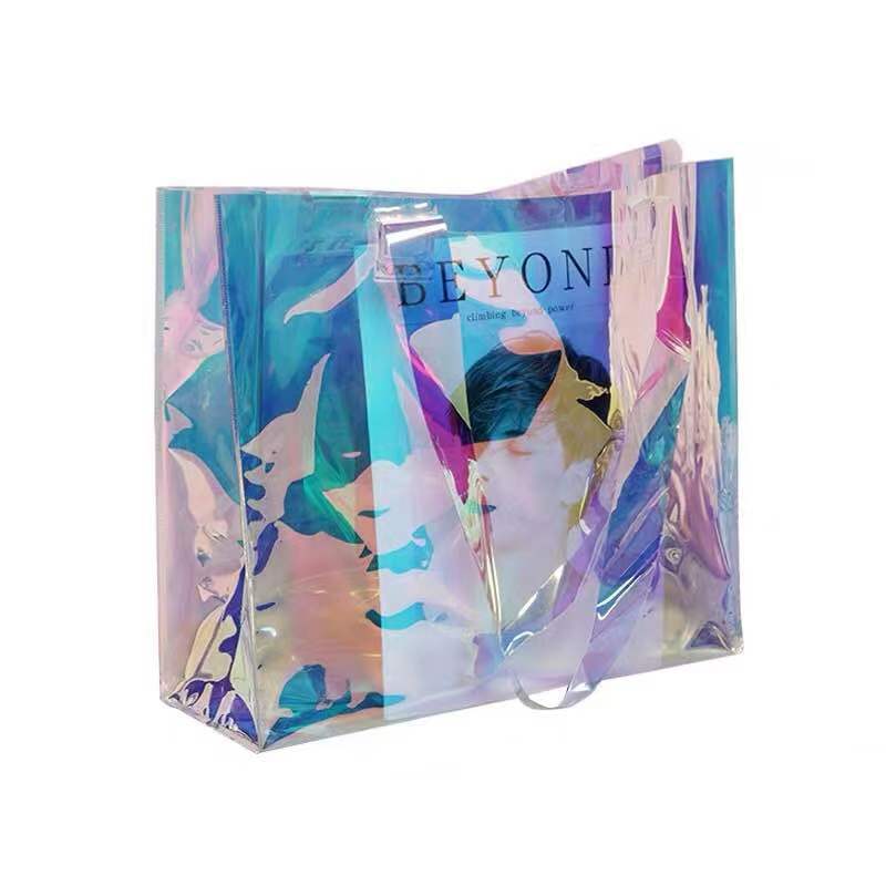Pvc Transparent Gift Bag, Colorful Plastic Laser Handbag, Custom Logo Gift Jelly Laser Bag Tpu