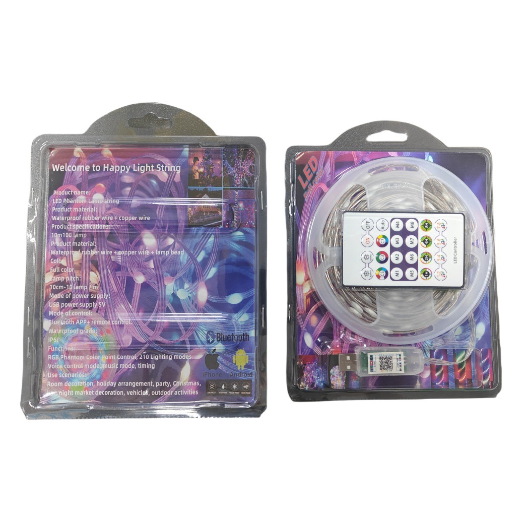 Lámpara de cable de cuero de fantasía led cadena impermeable 5V luz de ambiente interior y exterior con juego RGBIC aplicación Bluetooth control de voz