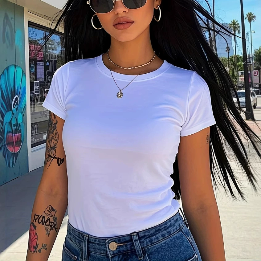 Трансграничная горячая девушка чистый ветер футболка с короткими рукавами женская 2025 новая летняя стройная тонкая нижняя рубашка темпераментный топ