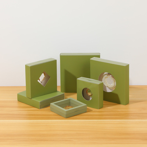 Transparent PE film display box paper sleeve floating packaging box matching gift bag jewelry ring paper box 
