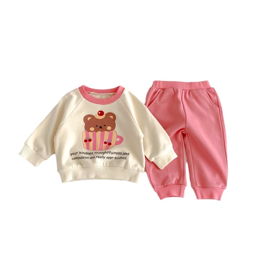new autumn bear fashionable children's clothing children's sweatshirt two-piece set of male and female baby clothes spring and autumn clothing