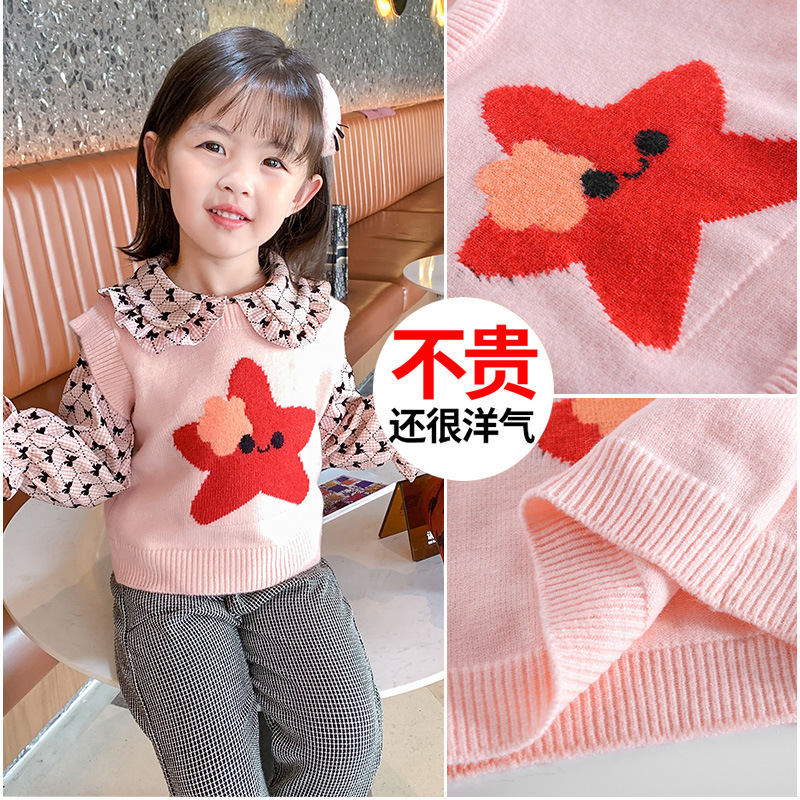girl sweater Wholesale Autumn baby jacket lovely Cartoon star Vest cotton material children Pullover