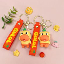 创意水豚噜噜钥匙扣书包挂件可爱情侣汽车钥匙链挂饰小礼品批发