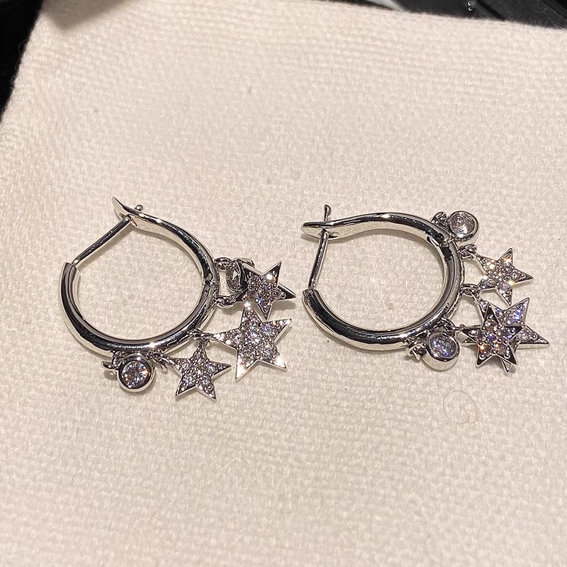 S925银针微镶精致锆石花朵耳钉女小众高级感珍珠耳环真金电镀耳饰|undefined