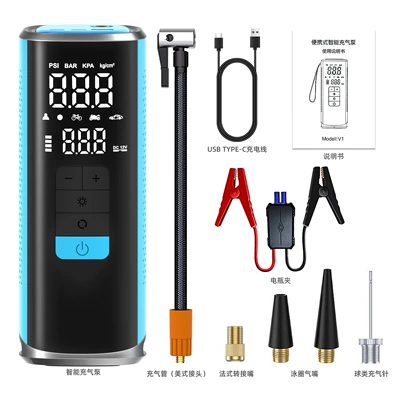 Hava nasosu — All-In-One Device, Car Emergency Starting - v1-002-10000mah-smart-clip-color-box-red