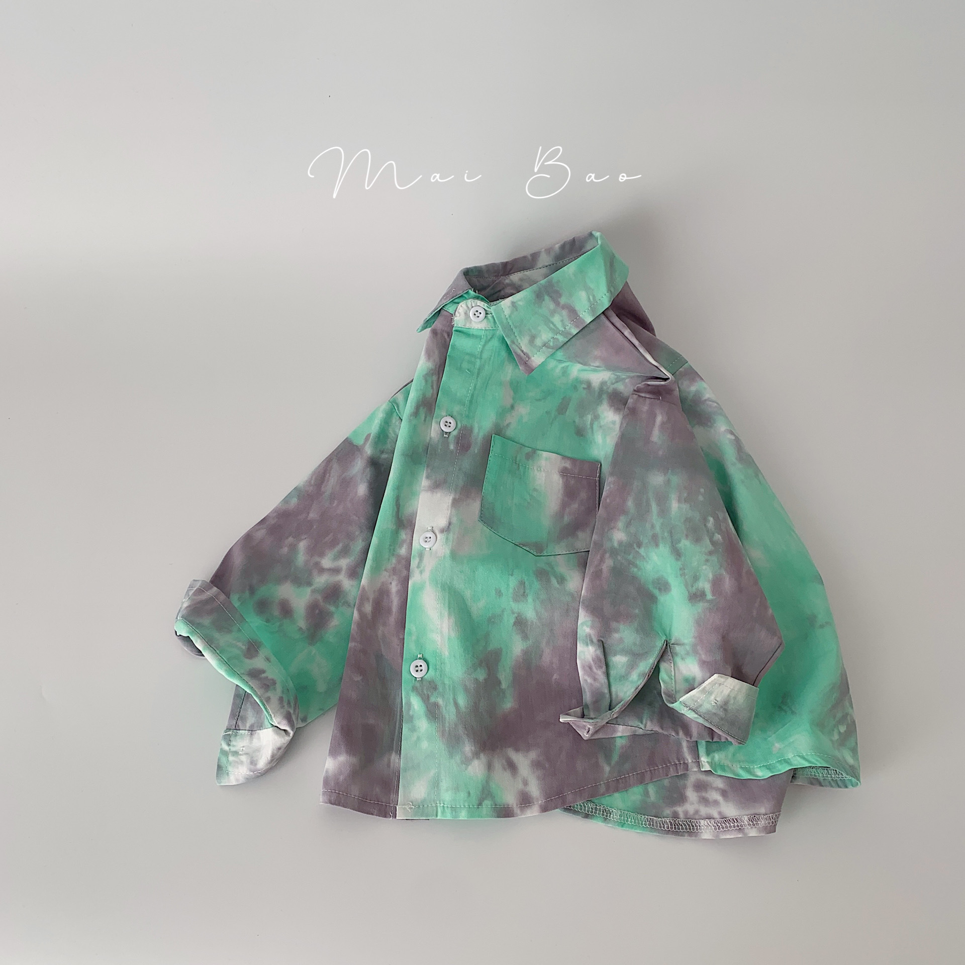 Maibao camisa de los niños 2024 primavera camisa teñida de los niños y niñas casual Top nuevo puro algodón cardigan moda