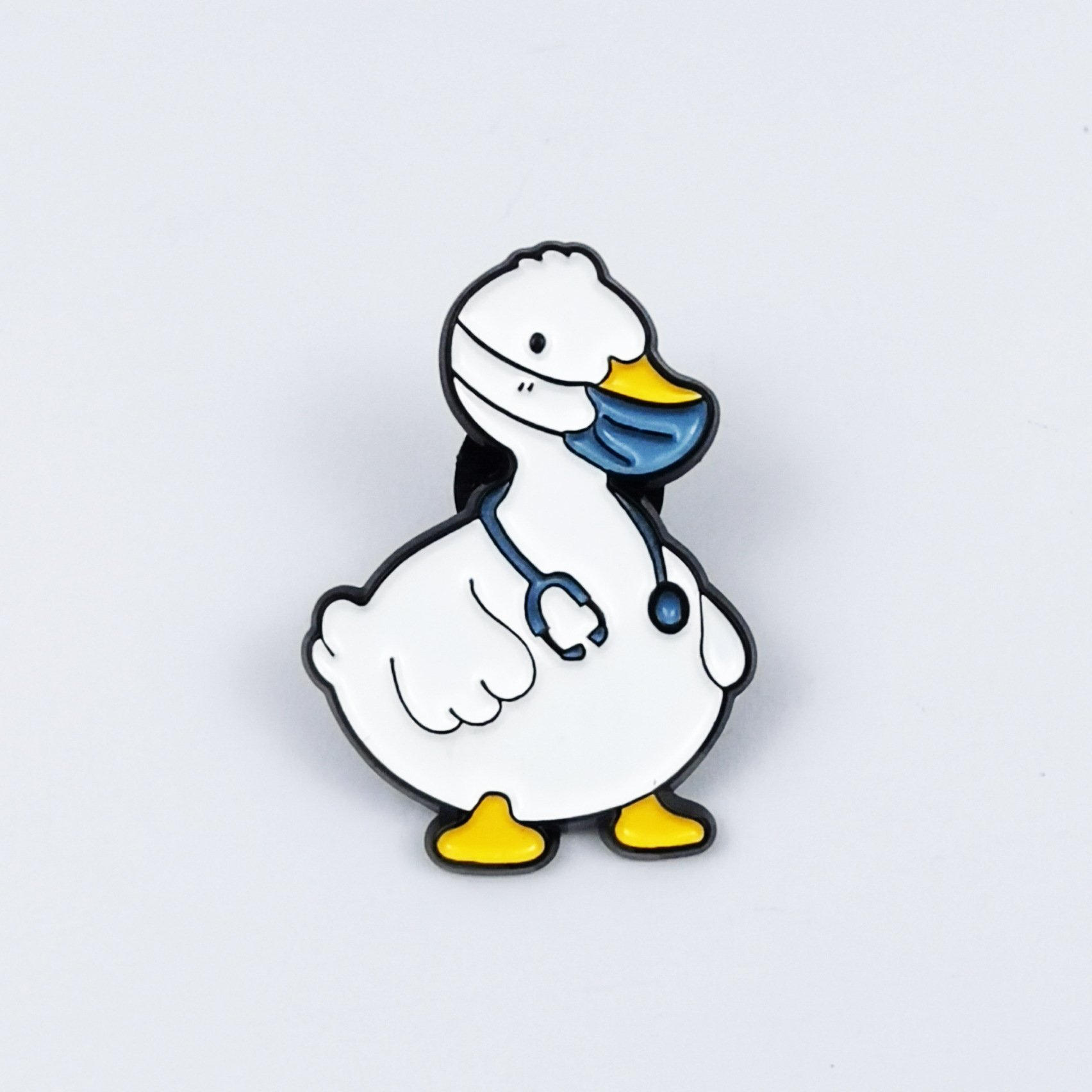 Broche con forma de pato amarillo frito fresco transfronterizo, bolso de pareja de dibujos animados lindo, accesorios fijos, pines de placa de aleación image 17