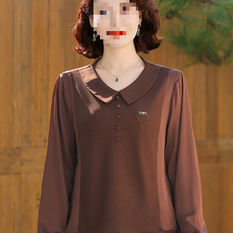 Autumn colored body-friendly long-sleeve for mother, for middle age, plus size