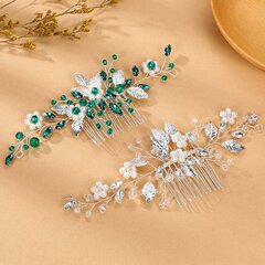 手作りの花嫁の王冠の頭飾りの花の櫛の飾りの新しいヨーロッパ式の銀色の女性の葉の髪の櫛の頭飾り