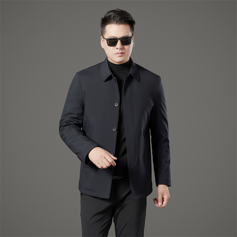 High-end autumn and winter men's silk cotton-padded jacket jacket new middle-aged and elderly business leisure all-match thick jacket coat