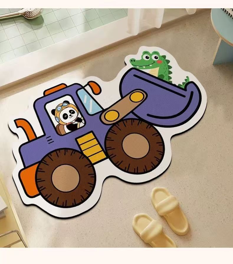 Cartoon Bathroom Absorbent Floor Mat Bathroom Entrance Foot Excavator Toilet Door Door Mat Shower Room Bath Mat