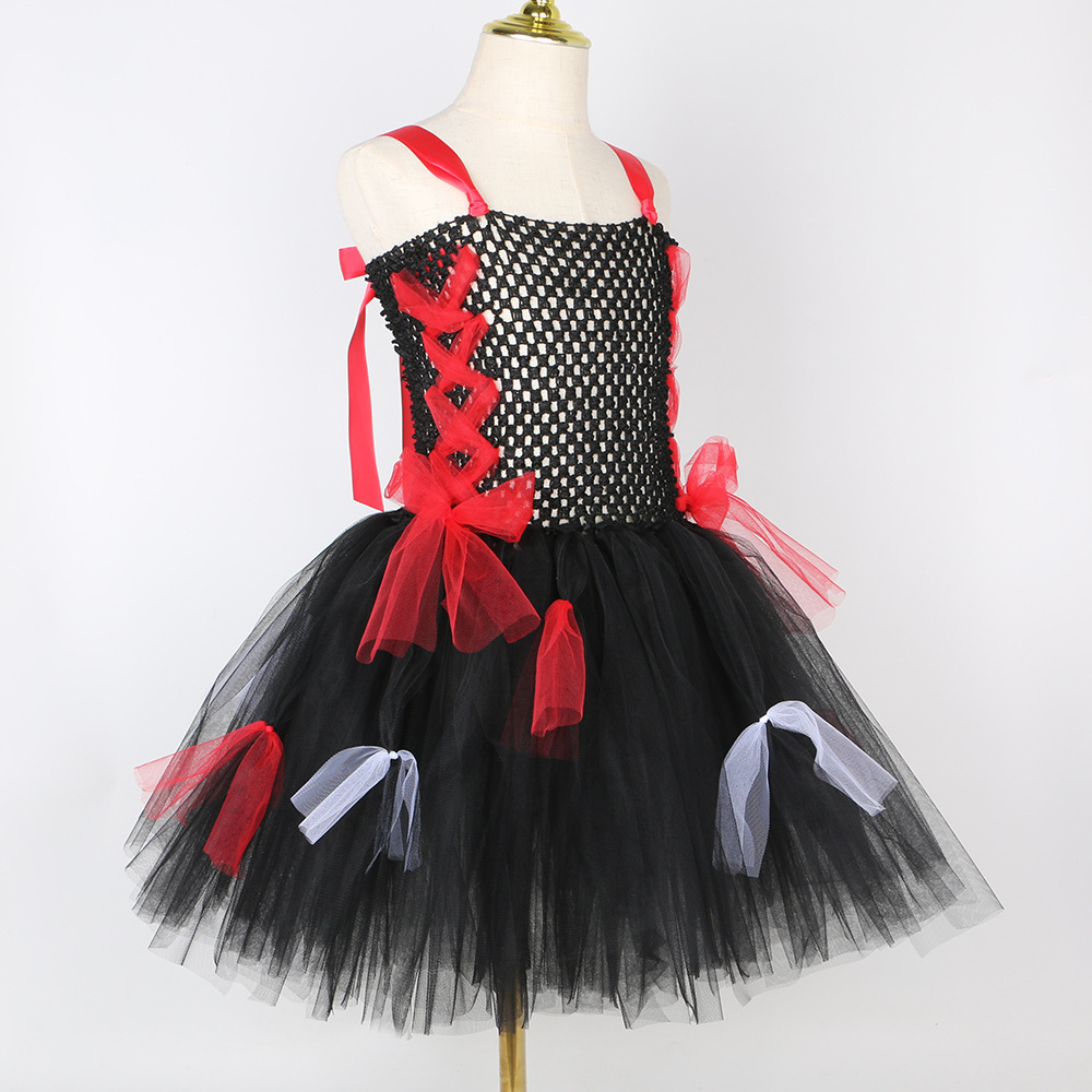 Kids' clothing children's Halloween costumes horror vampire zombie role play tutu skirt girls mesh dress_voghion.com