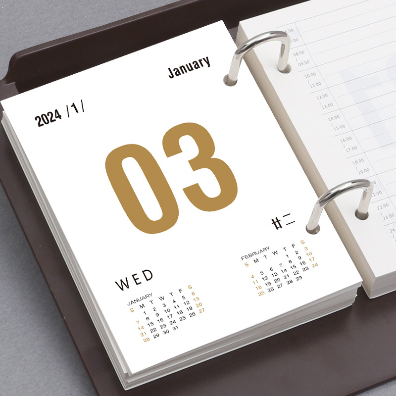 2024 Plastic Desk Calendar Stand Gift Planning Notepad Journal Annual Calendar Corporate Printing