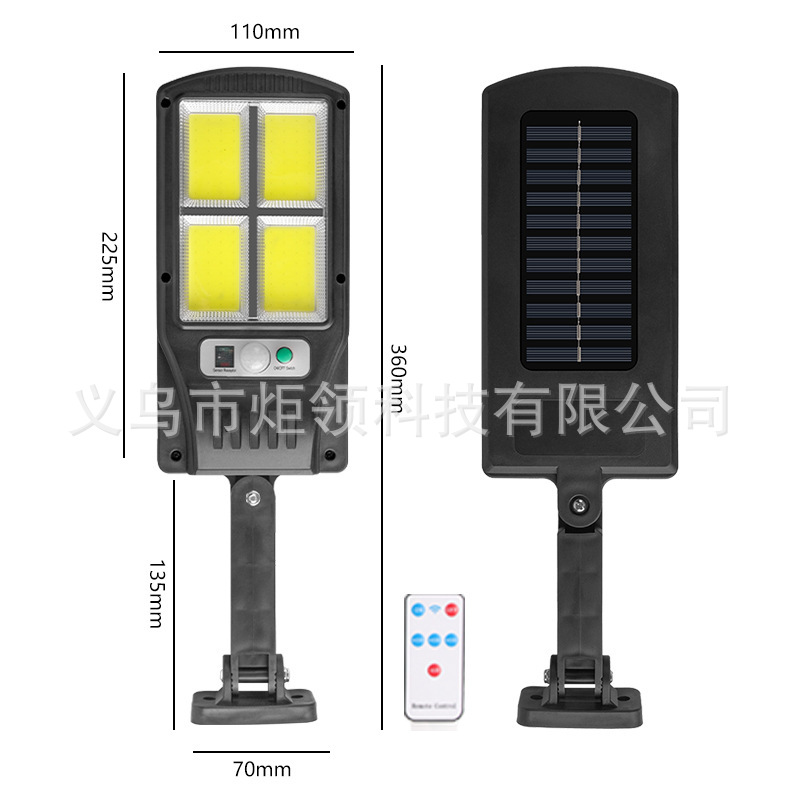 Luz de calle solar transfronteriza al aire libre nueva lámpara de pared de jardín con sensor de cuerpo humano impermeable LED control remoto lámpara de mesa de jardín