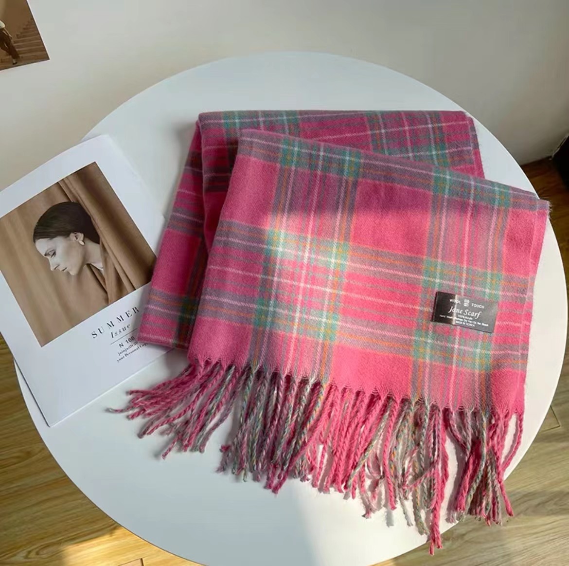 Écharpe d'hiver à carreaux rouges de Noël, édition coréenne polyvalente pour hommes et femmes, châle chaud pour couple d'étudiants_voghion.com