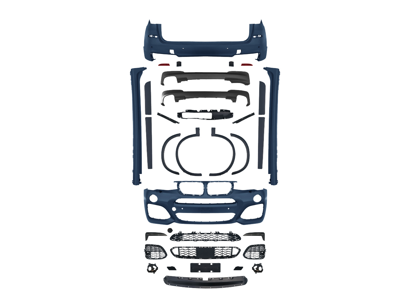 Suitable for Bmw X3 F25 Late Model Mt Front Bumper, Rear Bumper, Side Sill, Wheel Arch, Large Body Kit