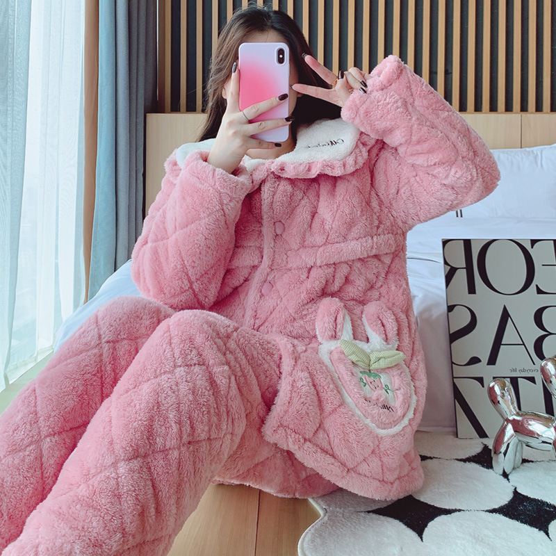 Warm Wearing Winter Three-Layer Cotton-Padded Pregnant Women's Thickened Crystal Super Soft Flannel Moon Dress Pajamas Women's Breastfeeding Dress Warm Wearing Winter Three-Layer Cotton-Padded Pregnant Women's Thickened Crystal Super Soft Flannel Moon Dress Pajamas Women's Breastfeeding Dress