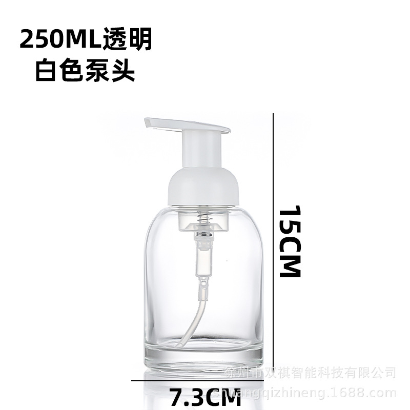 Cristal blanco bomba de espuma mano desinfectante botella tipo prensa espuma sub-botella de cristal botella de jabón mousse loción botella al por mayor
