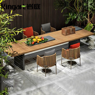 Outdoor Tables and Chairs Teak Rattan Restaurant Hotel Balcony Leisure Rattan Chair Open-Air Villa Outdoor Courtyard Garden Furniture