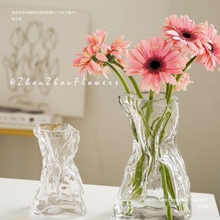 Glass Moon Vase Creative Transparent Dining Table Living Room Home Decoration Ornaments Hydroponic Flower Arrangement Art Flowers Simple