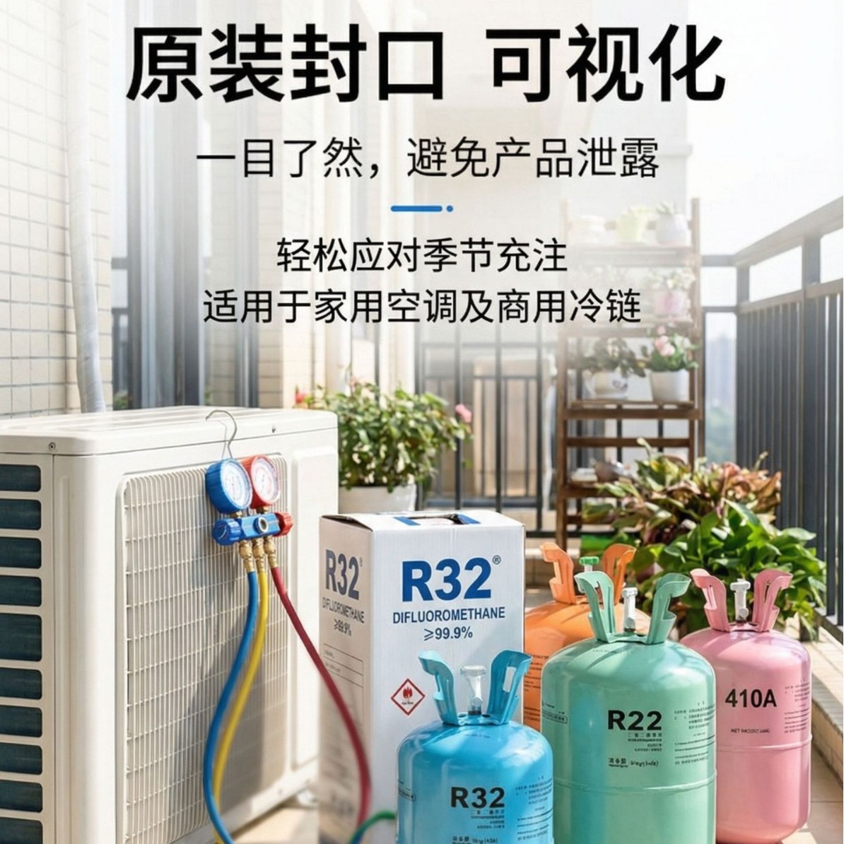 Wholesale refrigerant gas, net weight 9kg, for household air conditioners, R32 R22 404A 410A Freon refrigerant