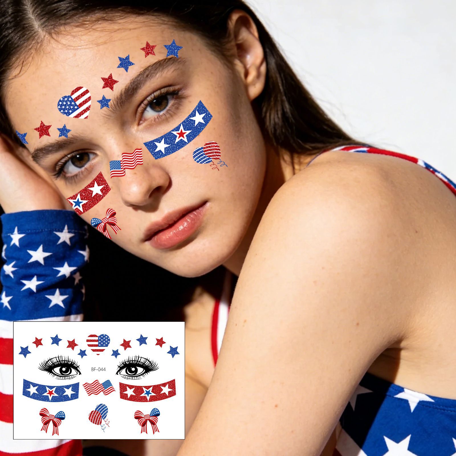 Tatuajes Temporales Faciales del Día de la Independencia 250 Aniversario de Papel de Transferencia de Agua Impermeables