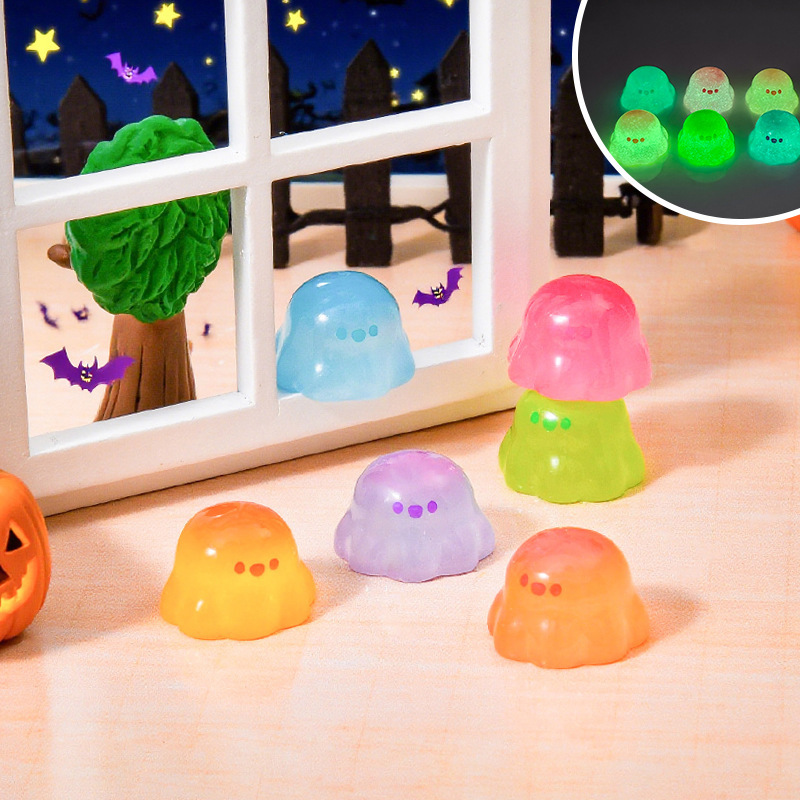 Resin Artificial Luminous Little Ghost Refrigerator Magnet Keychain Night Light Hairpin Decorative Accessories DIY Material Wholesale