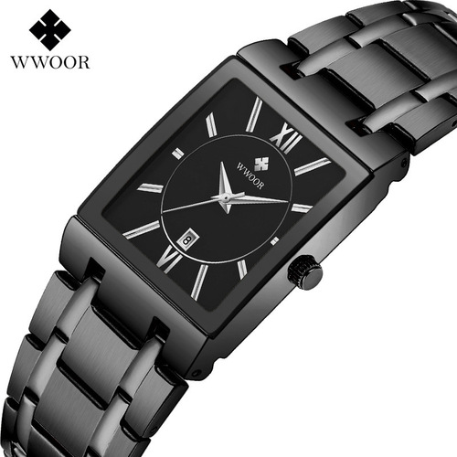 WWOOR8858 Fully automatic non-mechanical square men's steel strap quartz watch waterproof watch cross-border exclusive supply