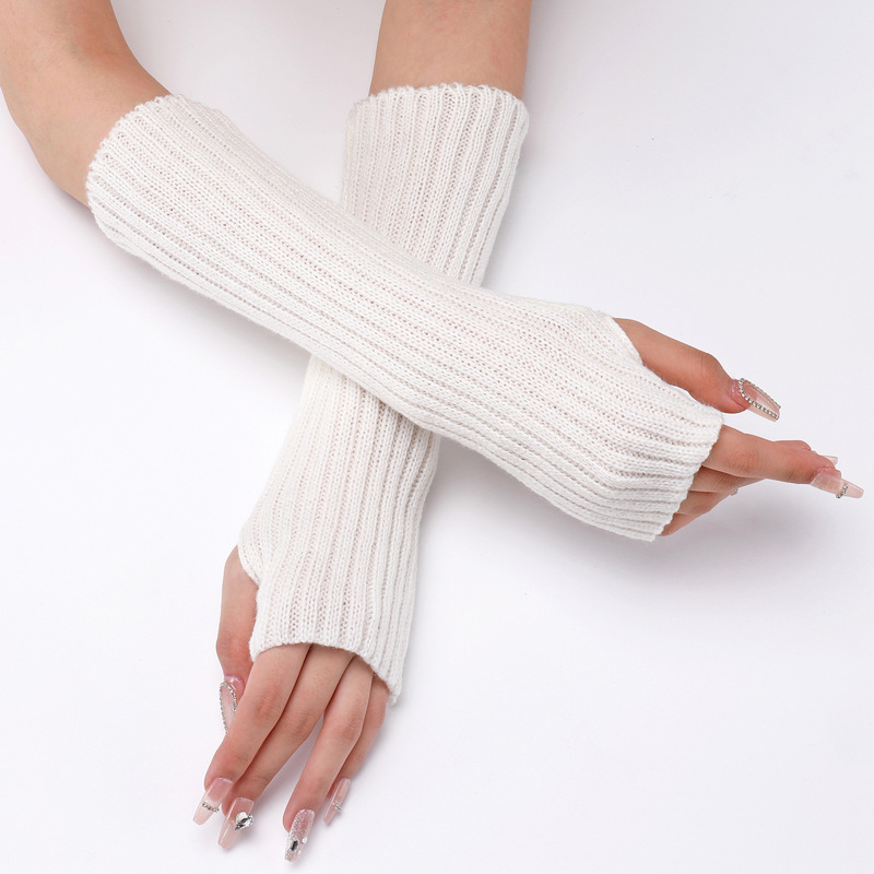 30 Long Striped Gloves New Cross-Border Autumn and Winter Woolen Sleeves for Men and Women Mid-Length Knitted Warm Fingerless Fake Sleeves 30 Long Striped Gloves New Cross-Border Autumn and Winter Woolen Sleeves for Men and Women Mid-Length Knitted Warm Fingerless Fake Sleeves